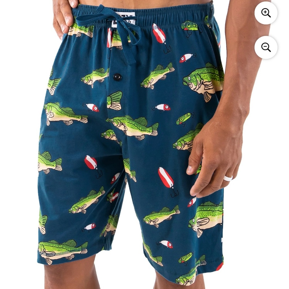 Lazy One Men's Fish Print Pajama Shorts - Teal